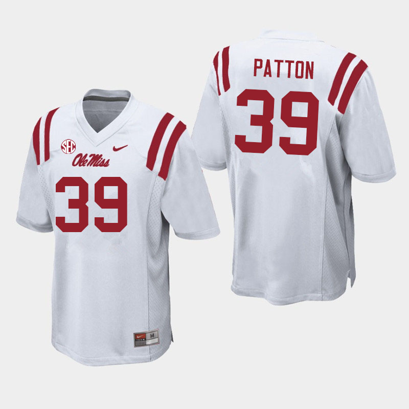 Men #39 Carter Patton Ole Miss Rebels College Football Jerseys Sale-White